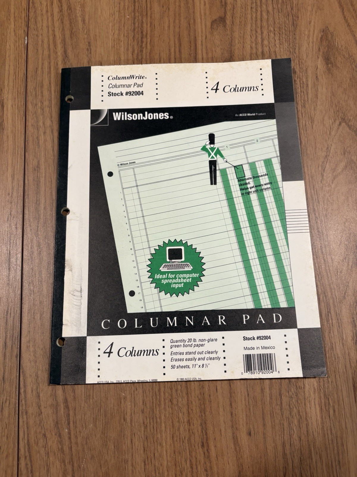 10 Wilson Jones 92004 Columnar Ledger Pads 4 Column Green 8.5×11 NOS