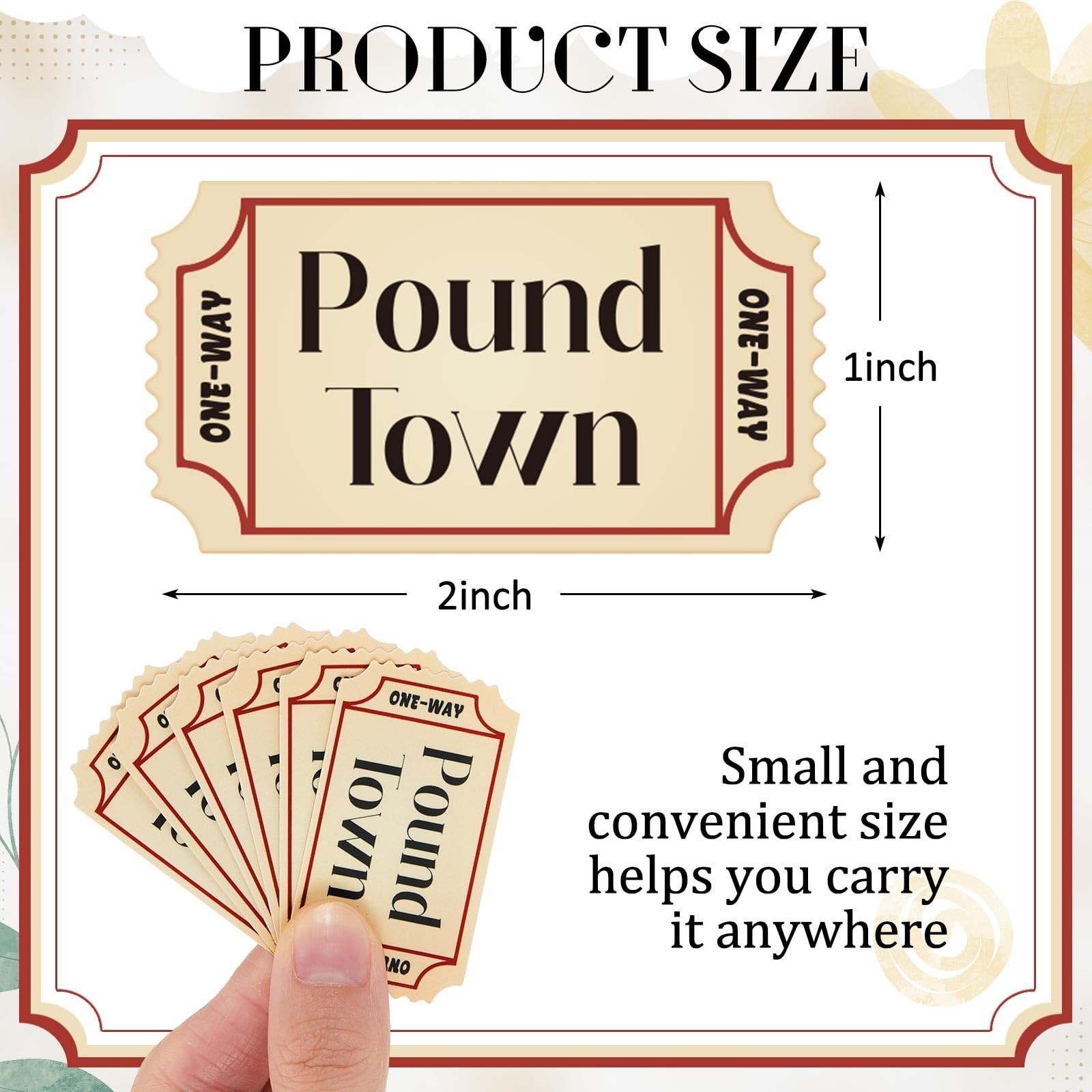 Yinkin 12 Pcs Town Tickets 2″ Ticket to Sign 2 x 1.1 inches, Beige