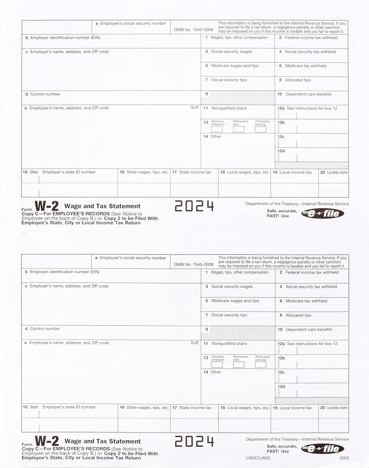 W2 Forms 2023, Complete Laser W-2 Tax Forms and W-3 Transmittal – Kit for 10 …