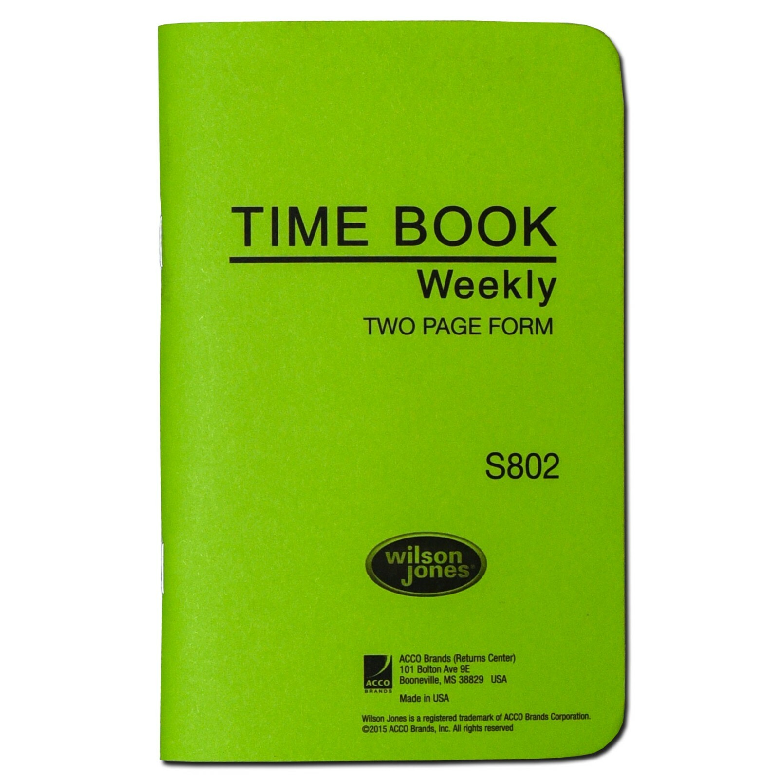 Wilson Jones S802 Weekly Time Book, Two Page Form, 4-1/4 x 6-3/4″