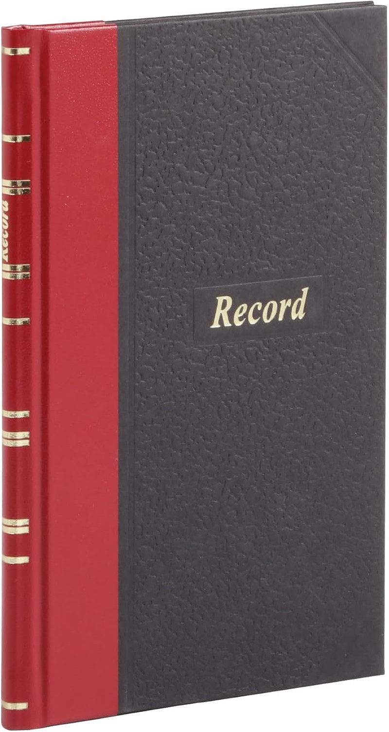 96304 Record/Account Book, Black/Red Cover, 144 Pages, 5 1/4 X 7 7/8