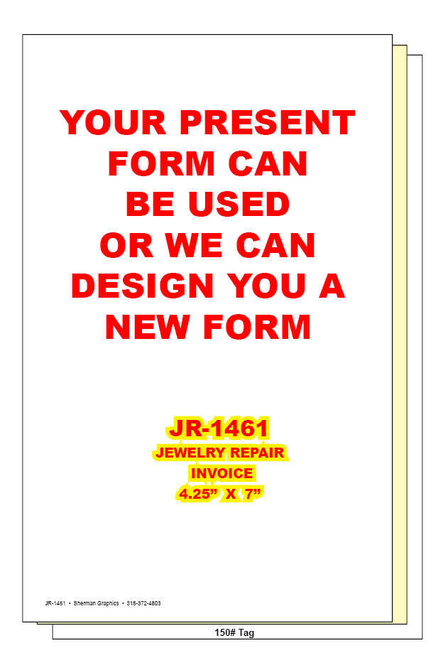 SMALL JEWELRY REPAIR INVOICE RECEIPT WORK ORDER 3 Part Carbonless