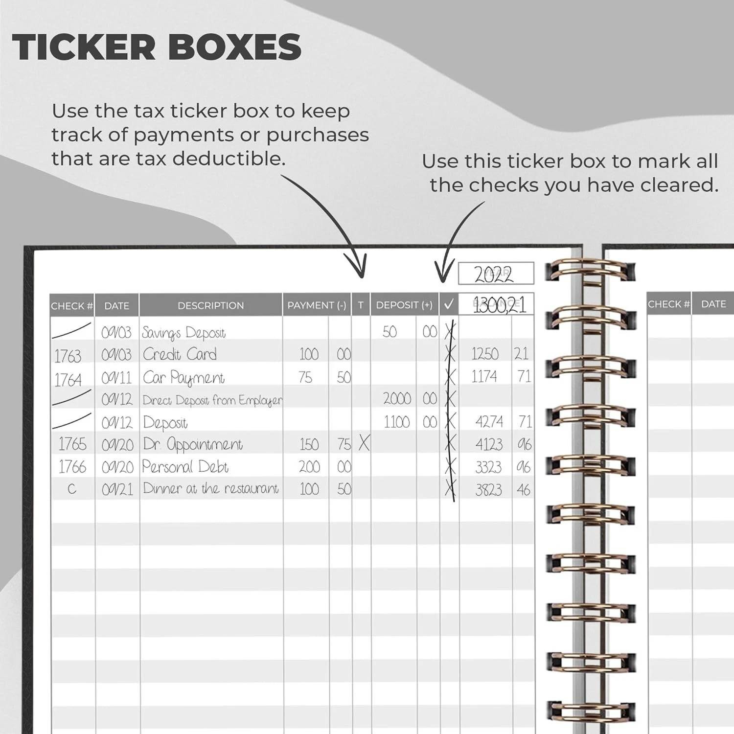 Check Register for Personal Checkbook – 6.1″ x 8.3″, Hardcover, Black
