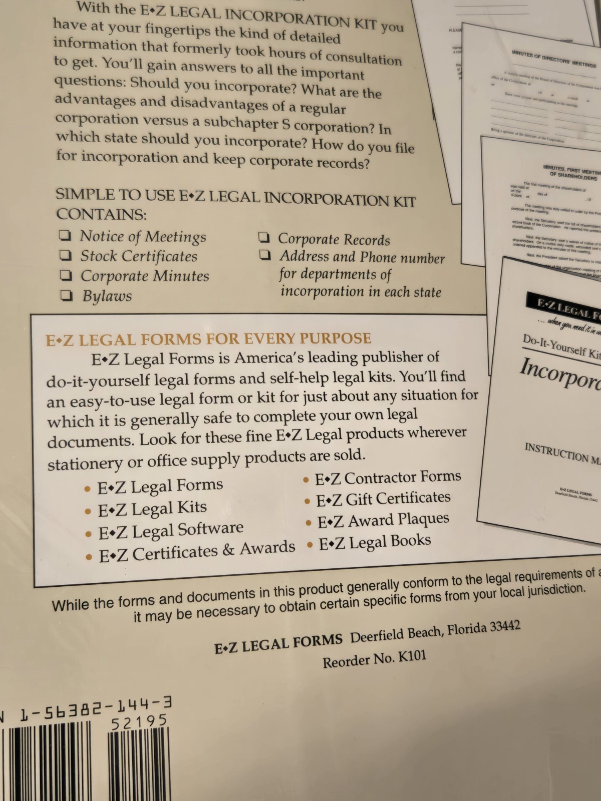 E-Z Legal Forms Do-It -Yourself Kit Incorporation