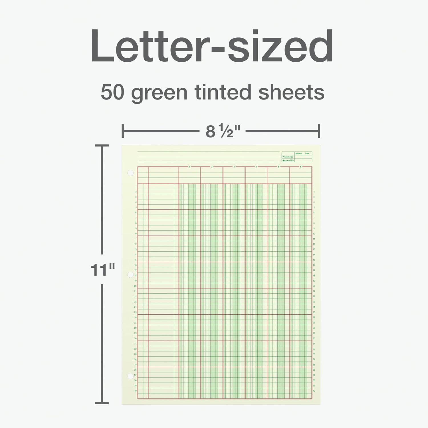 Analysis Pad, 8 1/2″ X 11″, 100 Pages (50 Sheets), 6 Columns, Green