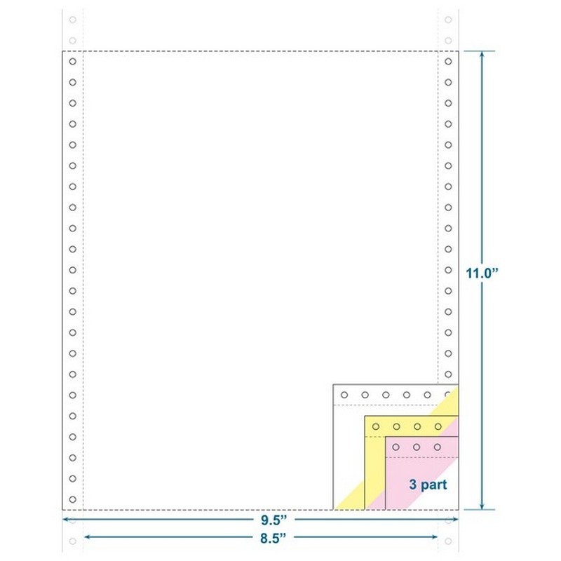 3-Ply Carbonless Paper, White/Canary/Pink, 9-1/2″ x 11″ Continuous Forms