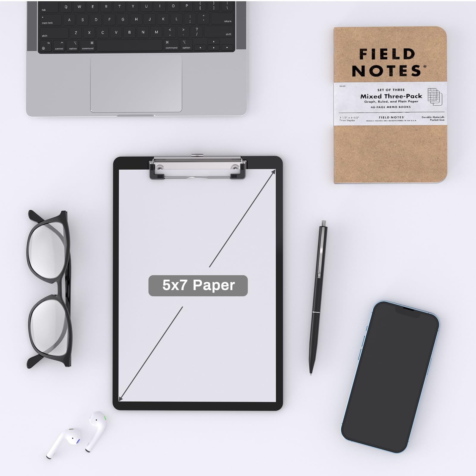 Macroclo Small Plastic Clipboards Set of 2, Mini Black Clip 2 Pack,