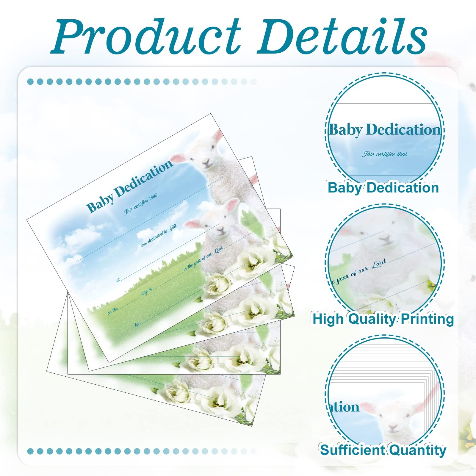 24 Pcs Baby Dedication Certificate Coated Paper Certificate…