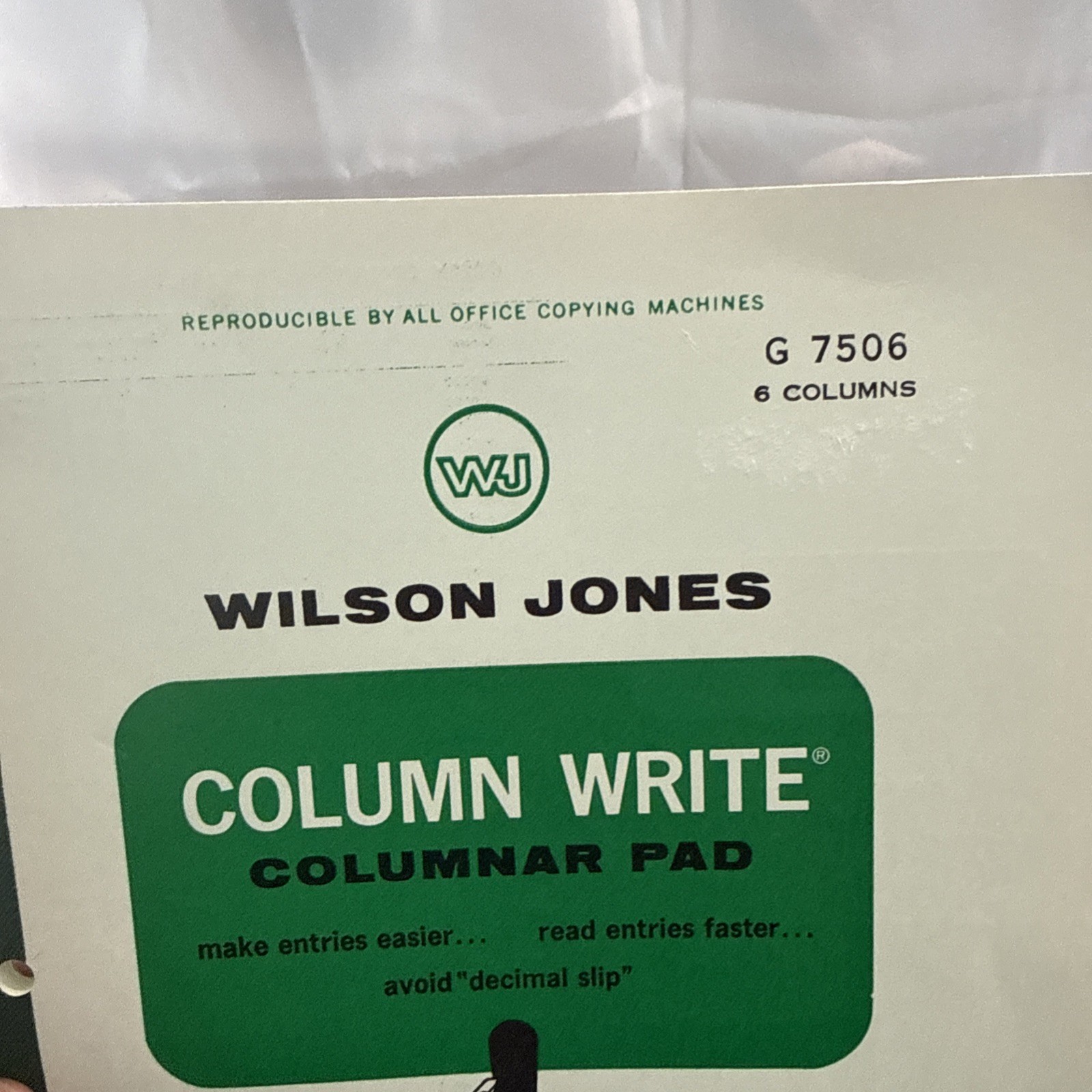 x2 Vtg Wilson Jones 6 Column Write Columnar Pad Green 11 x 8-1/2” G7506 Lot