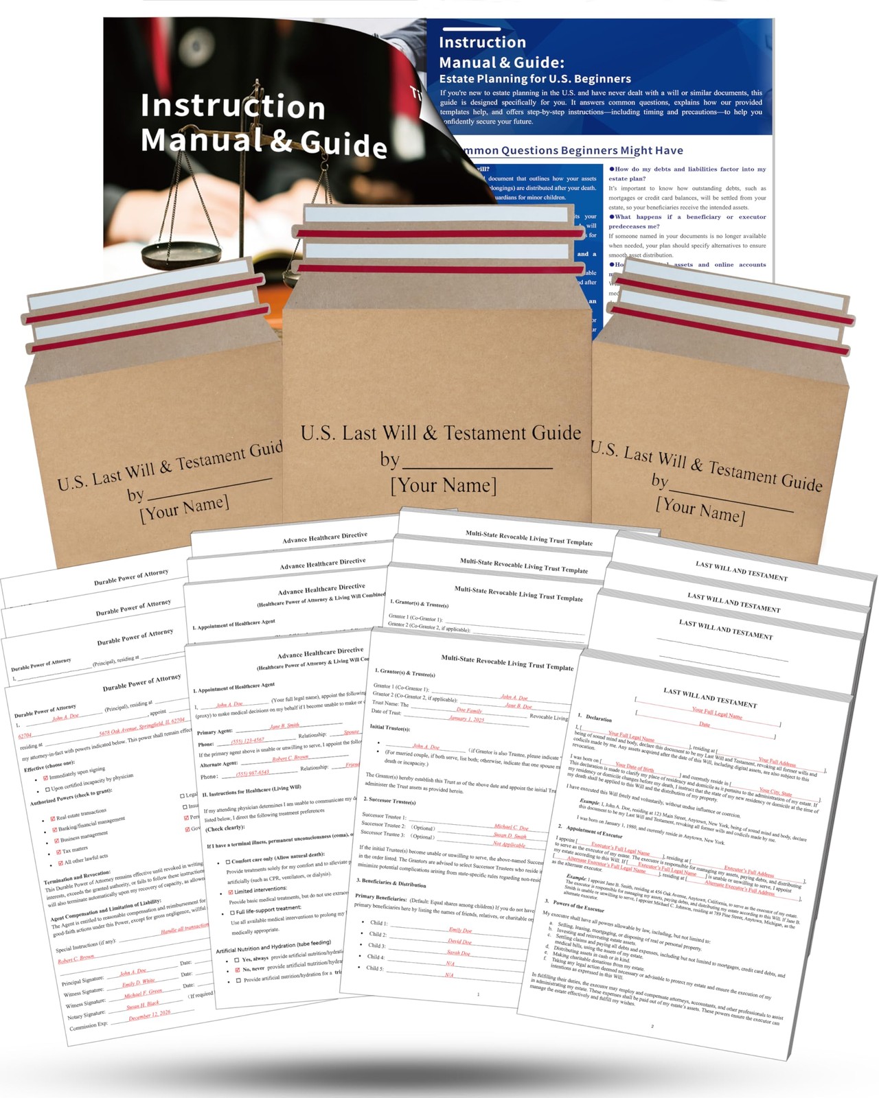 TillBio 2026 4-in-1 Estate Planning Kit – Includes Last Large, Black&red