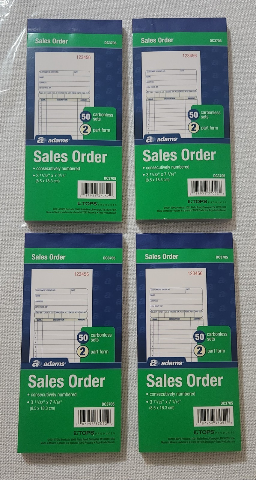 Office Products Sales Order Books Business Carbonless Invoice form 4 pack 2 Part