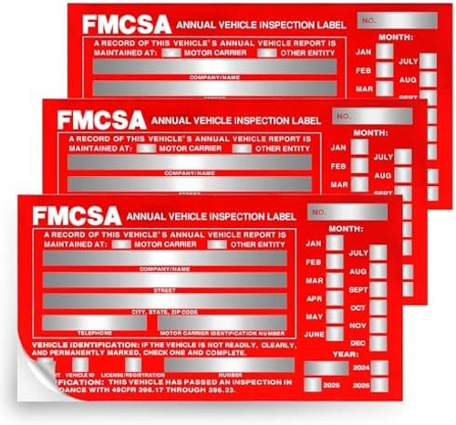 25Pack Inspection Forms and Stickers，Annual Vehicle Inspection Report，Annual …