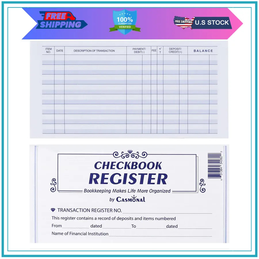 20 Pack Checkbook Registers Personal and Business Bank Transaction Ledger Books