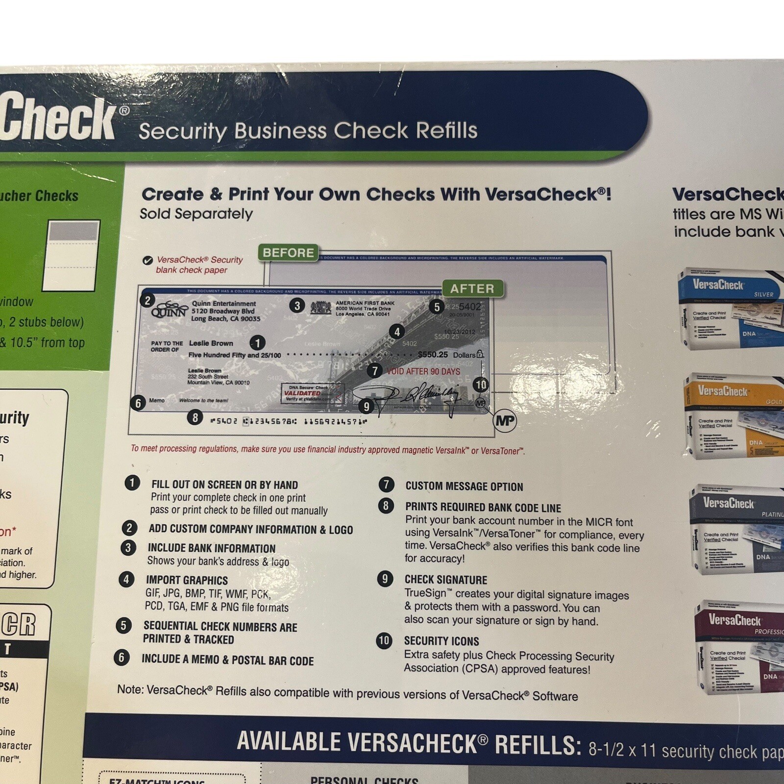 VersaCheck Secure Checks – 250 Blank Business Voucher Checks – Blue Classic – 25