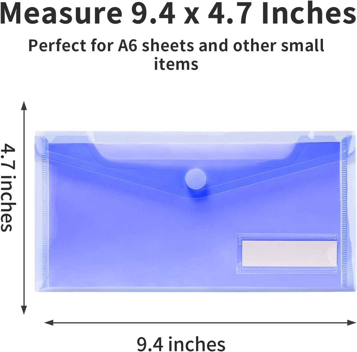 24 Pack A6 Plastic Pencil Pouch, Clear File Envelopes with Label Pocket, School