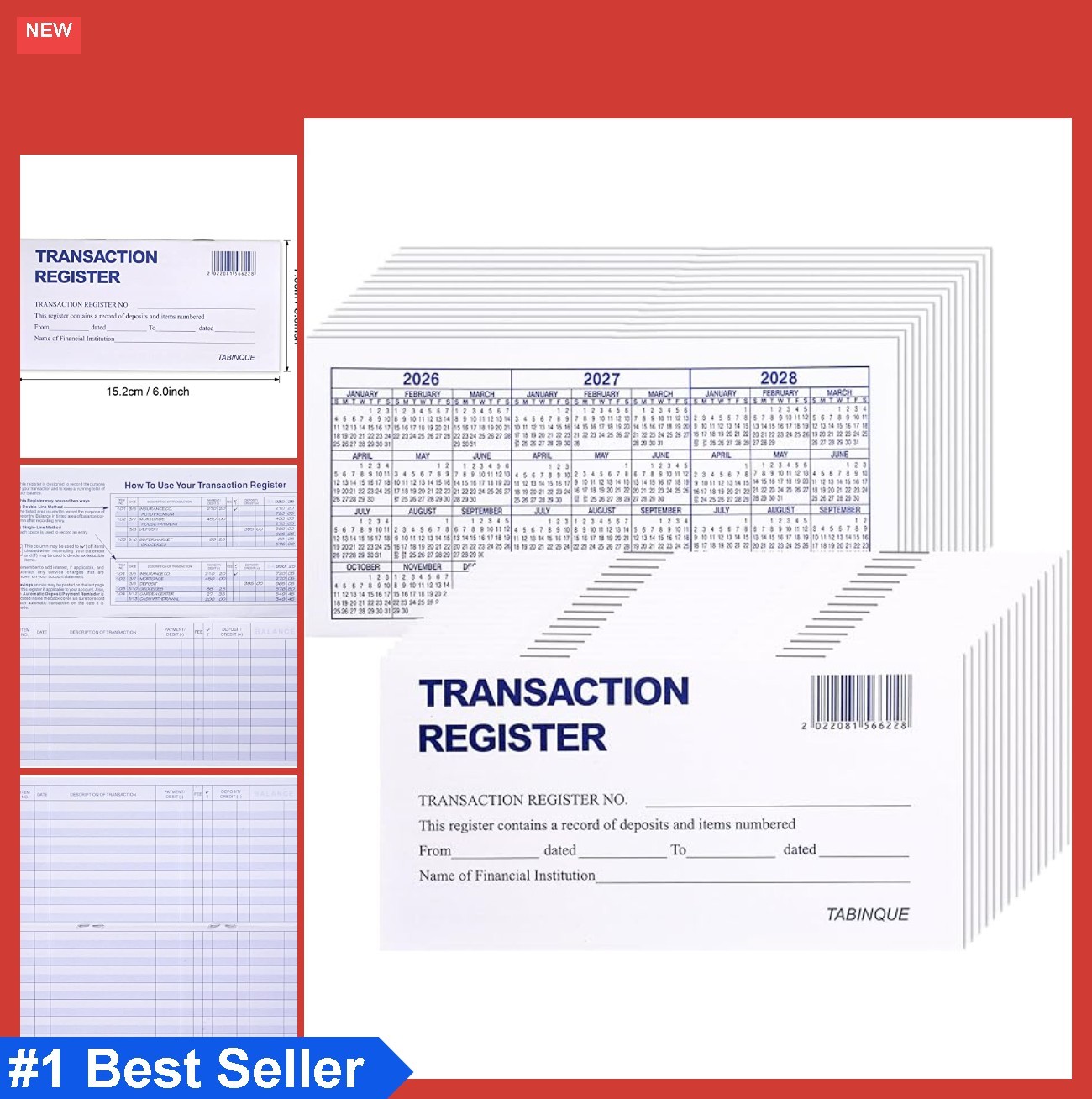Check Registers 24 Pack Easy Read 3×6 Inch Personal Checkbook Standard Size