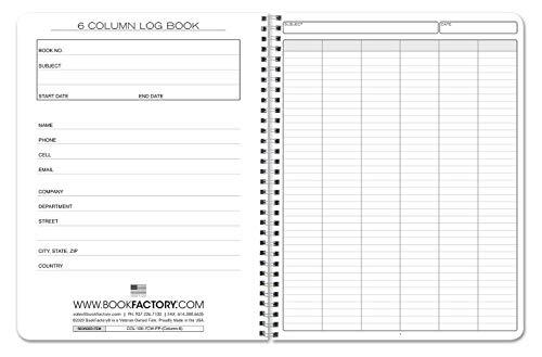 Log Book/Columnar Logbook/Notebook (6 (Six) Columns Columnar 6 Column Wire-O