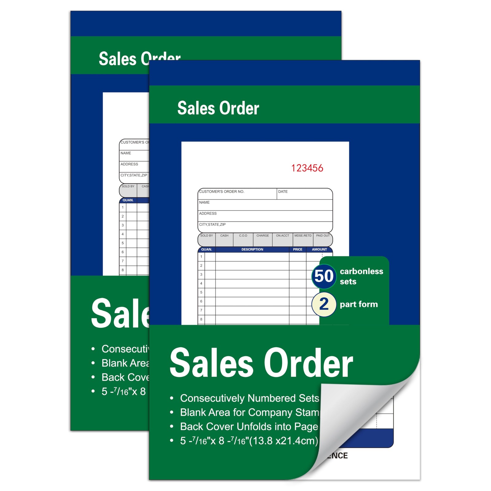 Sales Order Books,50 Sets,5-7/16 x 8-7/16 Inches,2-Part,Carbonless Copies of …