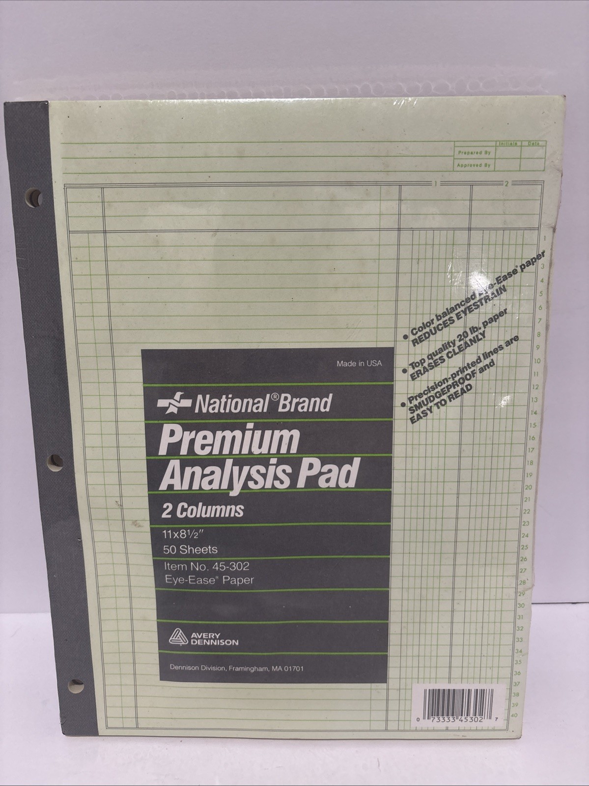 Avery 45-302 2 Column Analysis Pads 11 x 8.5 2 Pack New Accounting Ledger