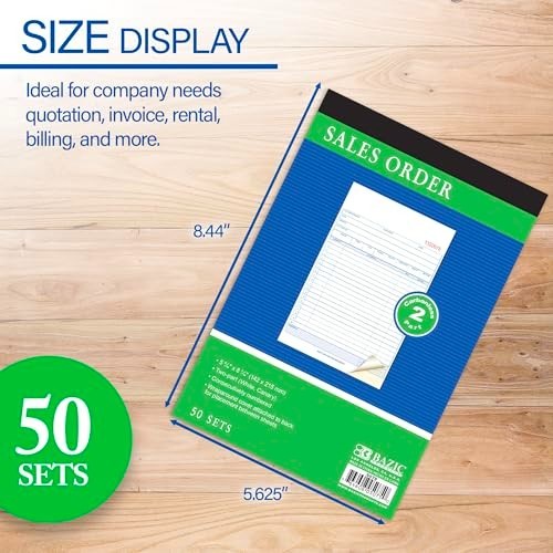 BAZIC Sales Order Book 2-Part Carbonless 50 Sets White Canary Copy