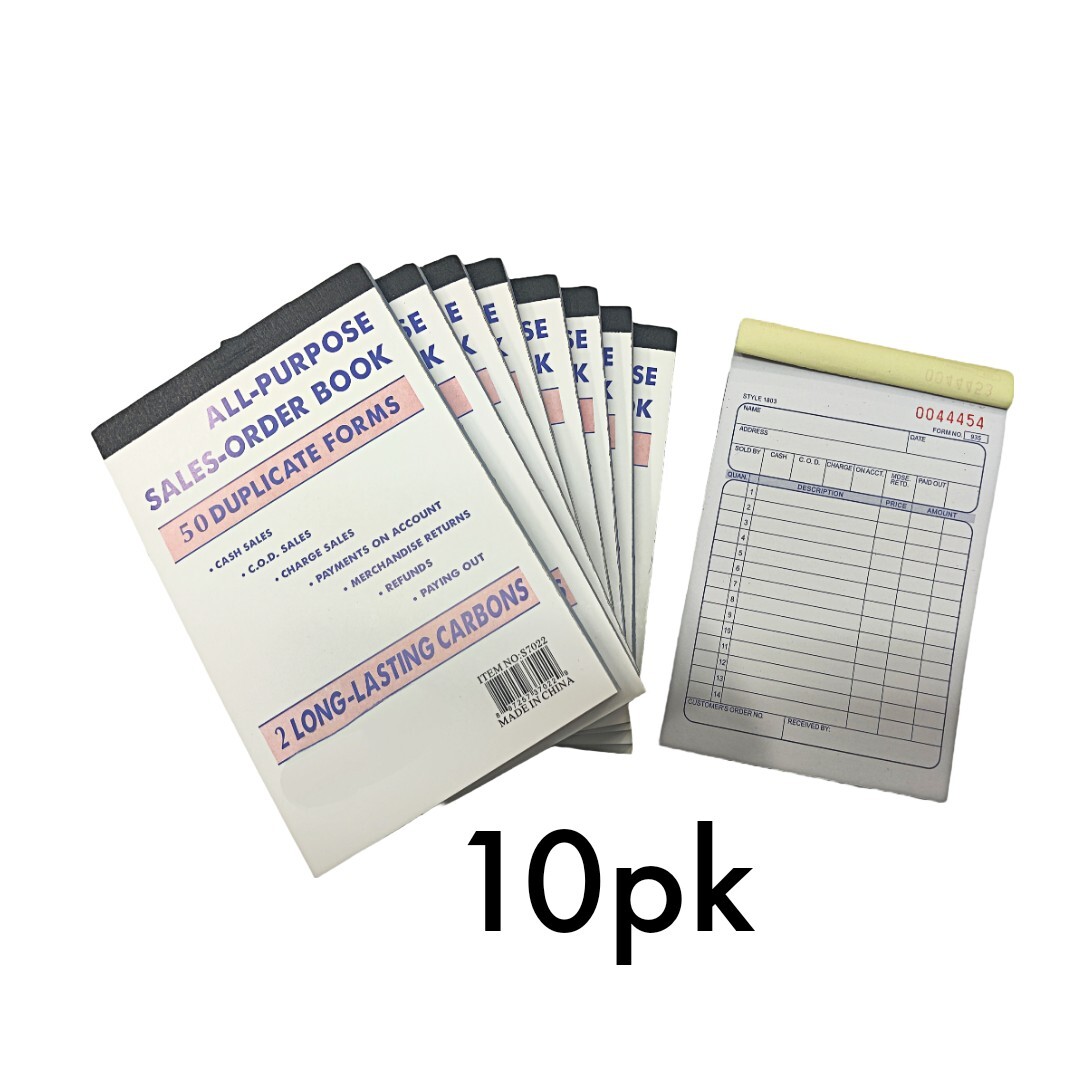 lot of 10 Sales Order Book 2 Part 50 Sets All Purpose Receipt Ivoice Form Book