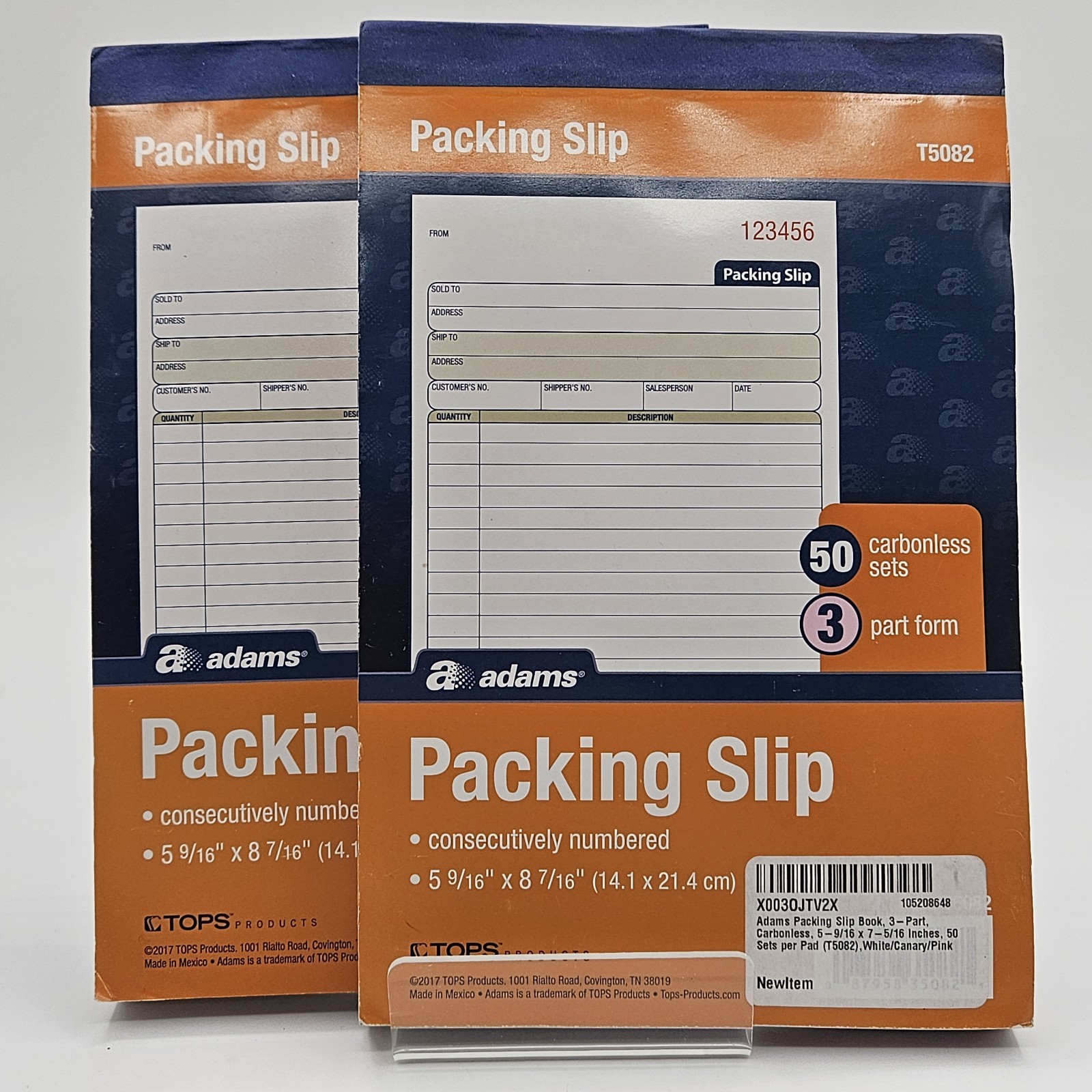 Lot of 2 Adams Packing Slip Books 3-Part Carbonless Forms 50 Sets Each