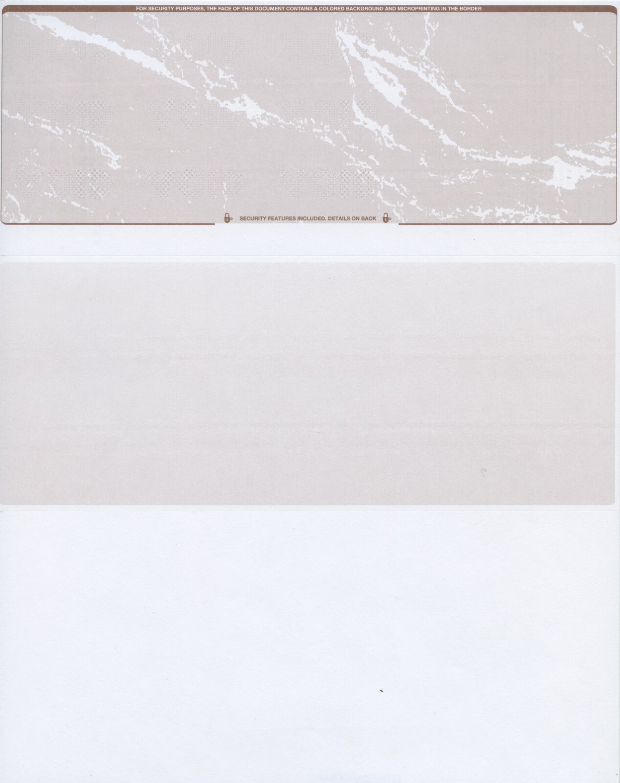 1000 Blank Check Stock Paper – Check on Top – Brown Marble
