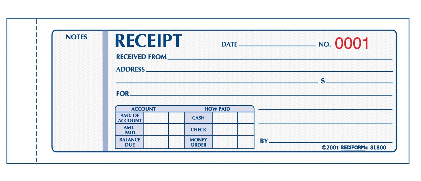 Blueline 23/4″ x 7″ Carbonless Triplicate Money Receipt Book 8L802 Invoice