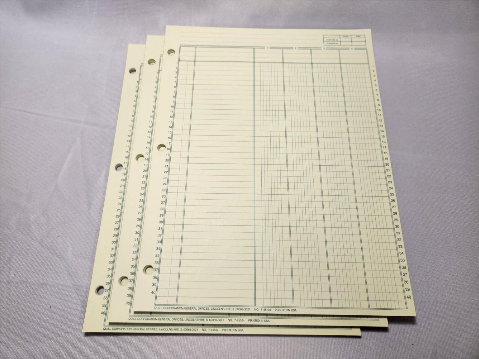 NEW Lot Of 3 Quill 4-Column Columnar Pad 11″x 8” 3 Hole Punched 7-45104
