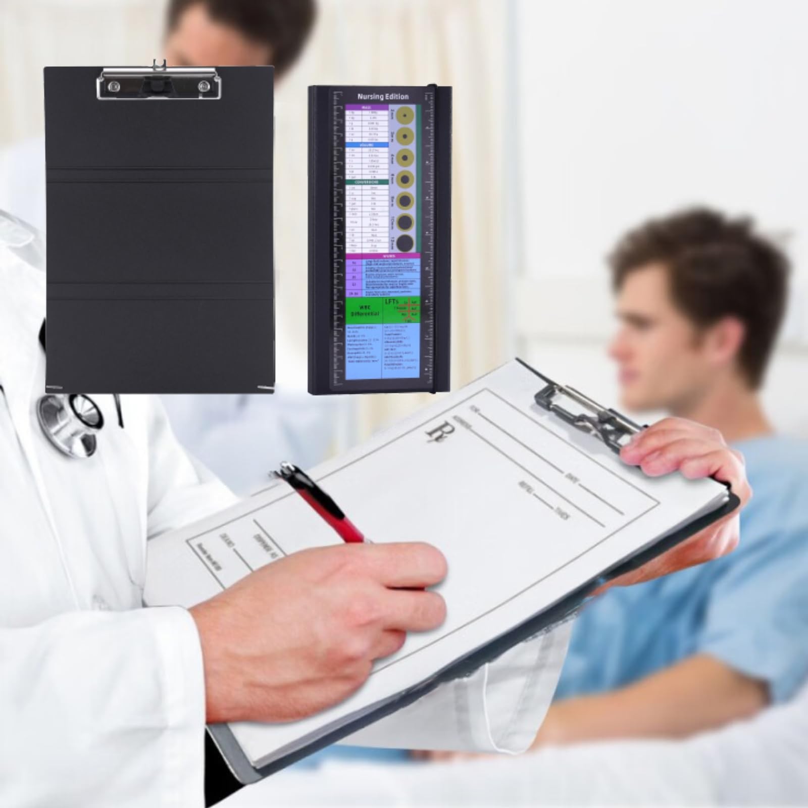 Foldable Thick Nursing Clipboard & Cheat Sheets, 2-Pack for Nurses & Black