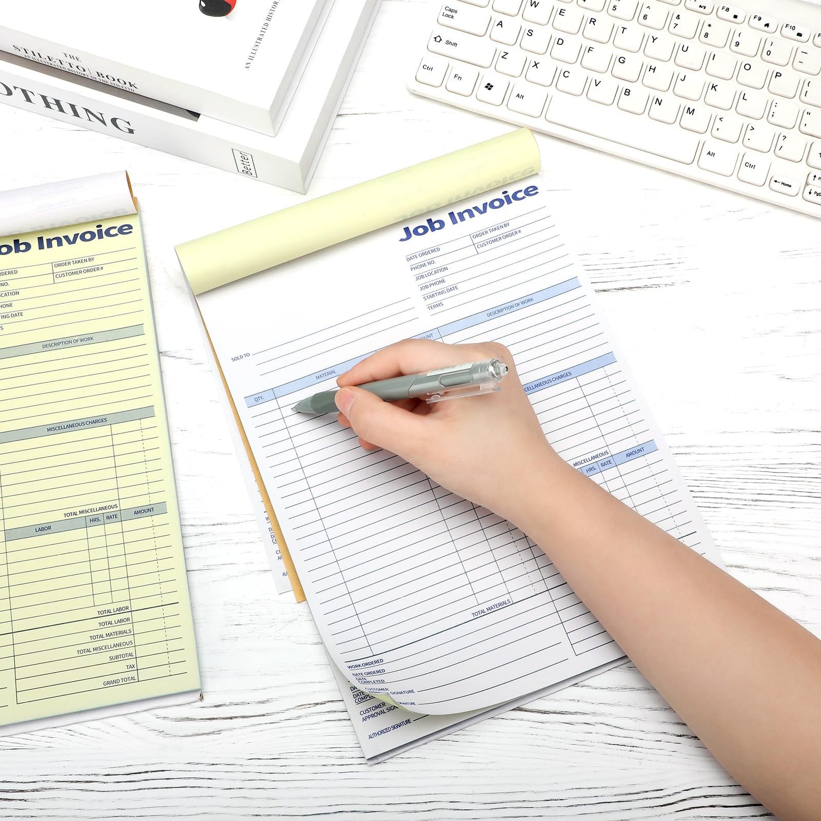 Crtiin 2 Pcs Contractors Invoice Book Carbonless Forms Receipt 8.5 x 11 Inch…
