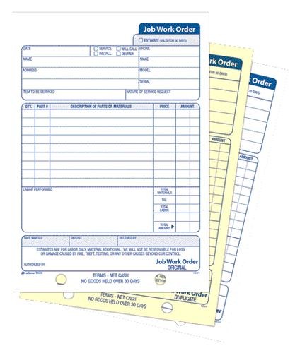 ABFT5868 Job Work Order Book, 3-Part, Carbonless, 33 ST/BK
