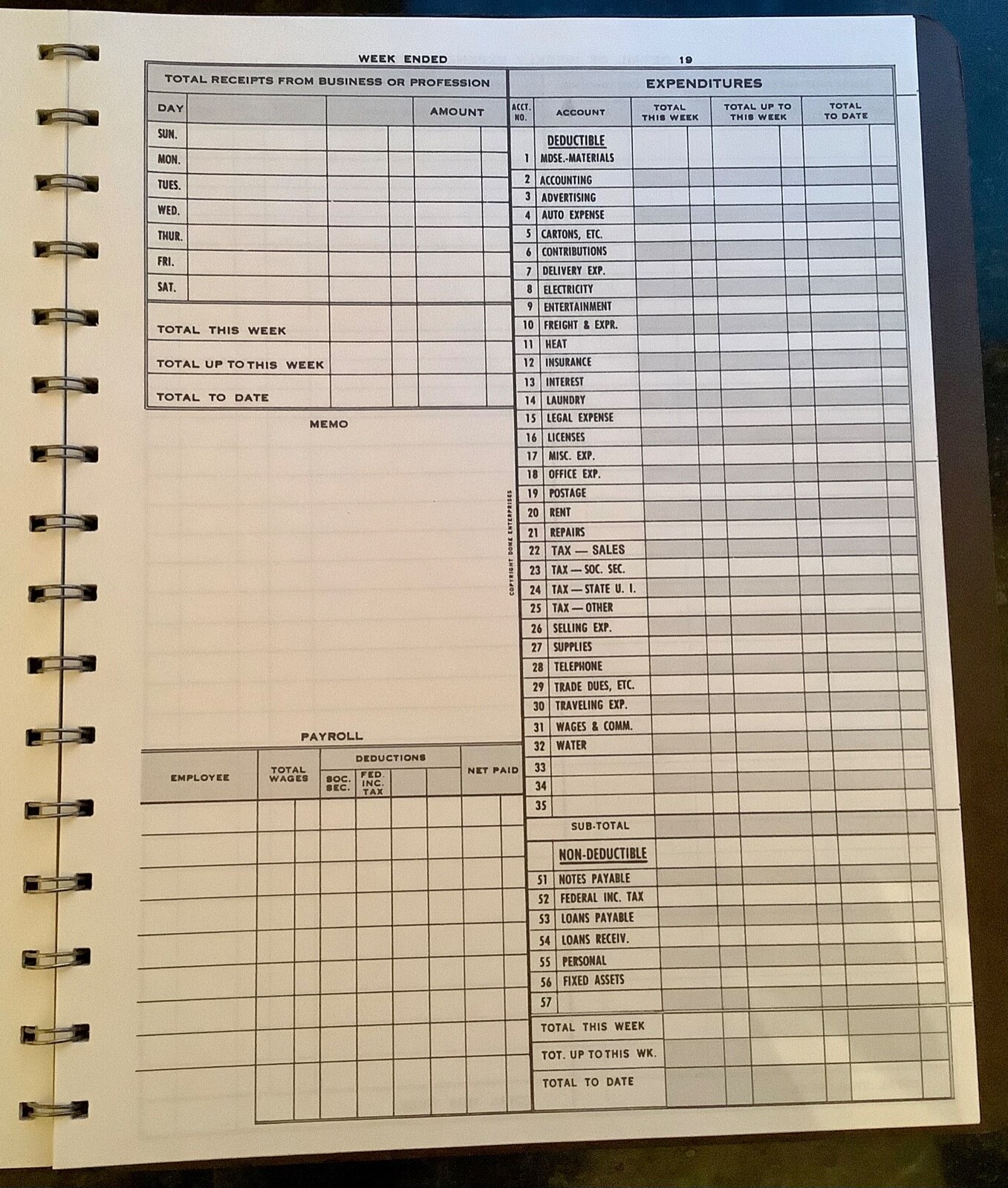 Vintage Dome Simplified Weekly Bookkeeping Record No 600 Unused Ledger Accounts