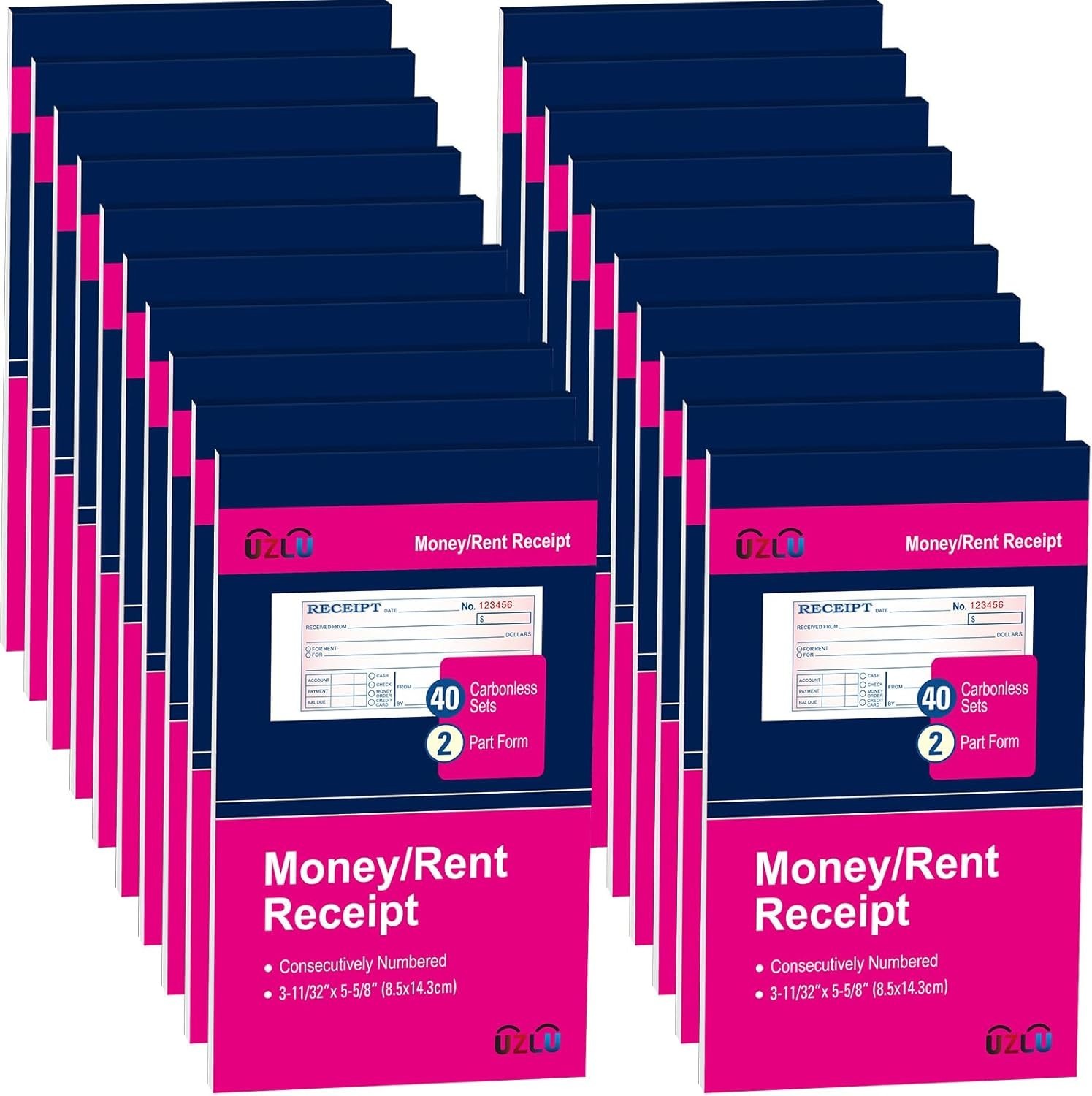 20 Packs Money and Rent Receipt Book, 3-11/32″ x 5-5/8″ Rent Receipt Books,
