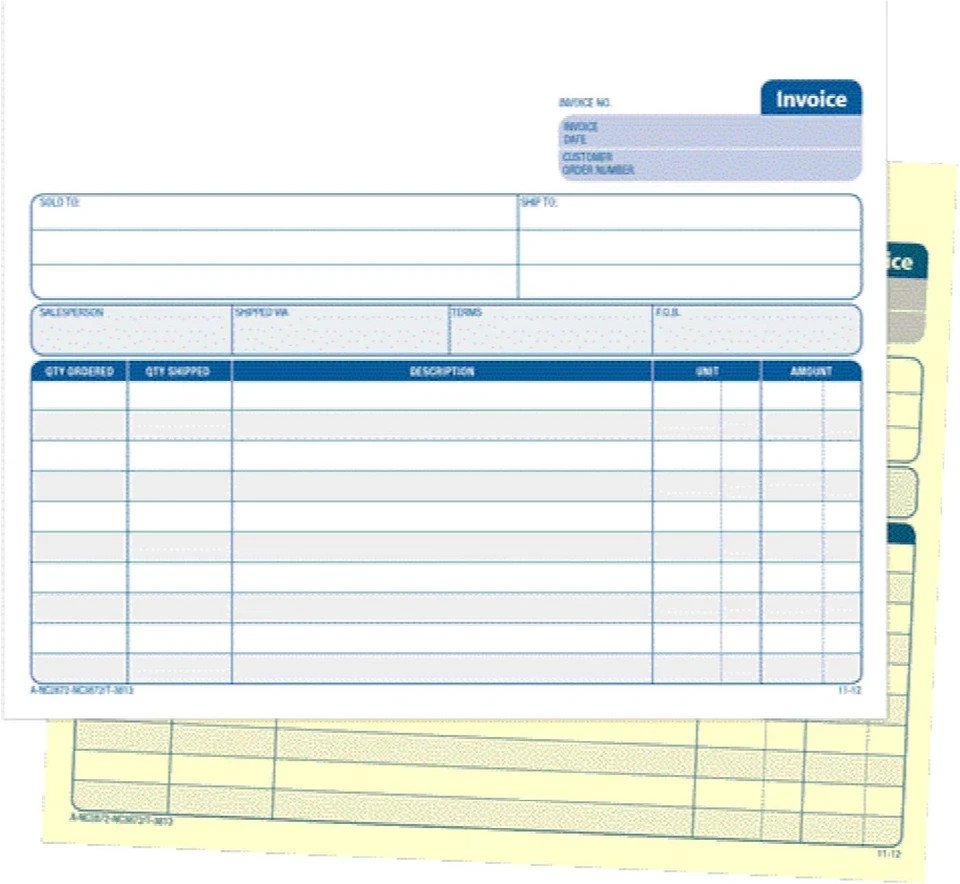 Invoice Book, 2-Part Carbonless, 8-1/2″ X 7-7/16″, 50 Sets per Book (NC2872), Wh