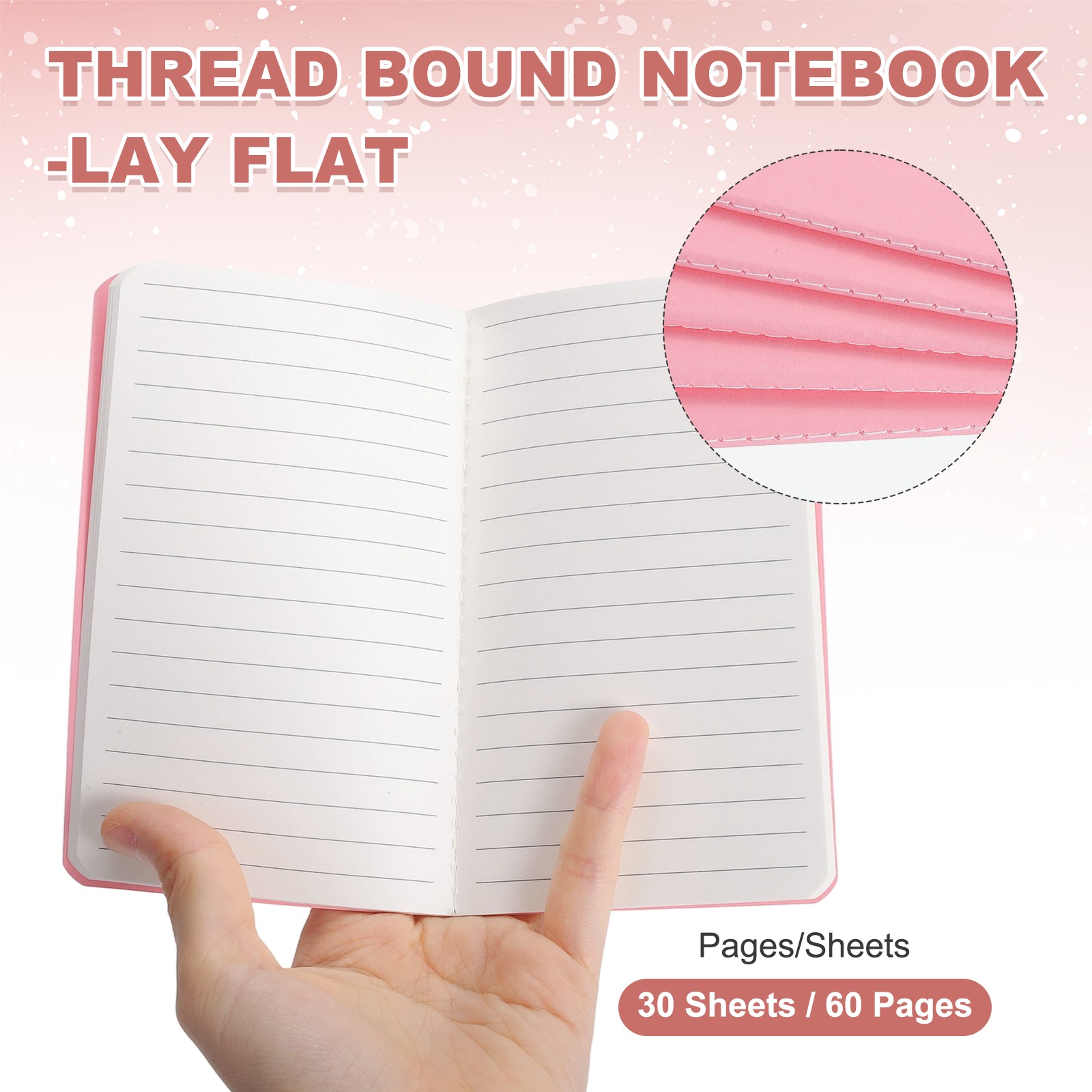 5 Pack A6 Notebook, A6 Journal Mini Notebook Pocket Kraft,Pink