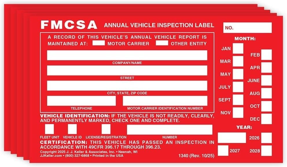 J. J. Keller 5-Pack, Aluminum Annual Vehicle Inspection Label with Punch Boxe…