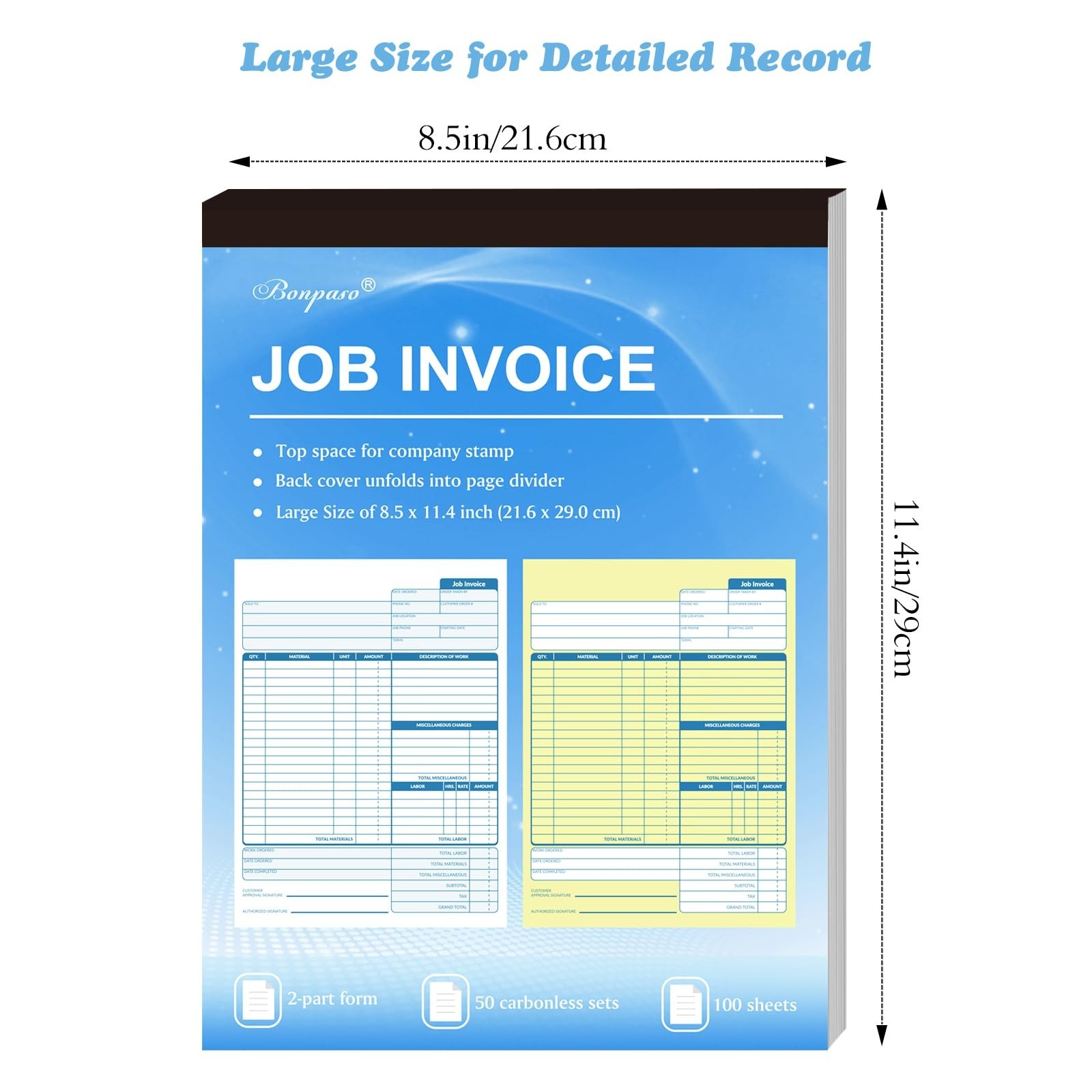 Large Job Work Order Forms, Job Invoice Forms/Receipt Book with Carbonless Co…