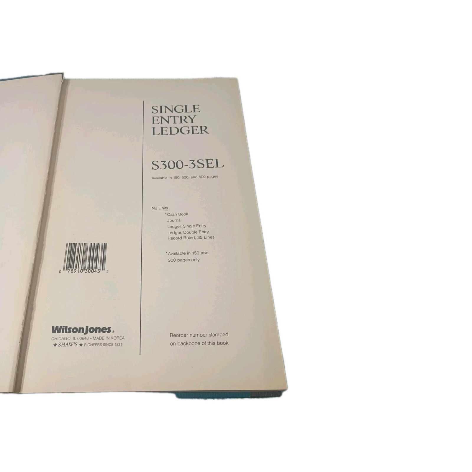 Single Entry Ledger Book 11.75 x 7.31 Inches – Model S300-3sel 304 Pages Data
