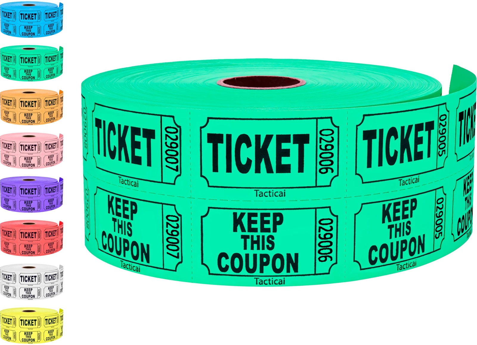 1000 Tacticai Raffle Tickets, A – Double Roll – 1,000 Tickets – Keep – Green