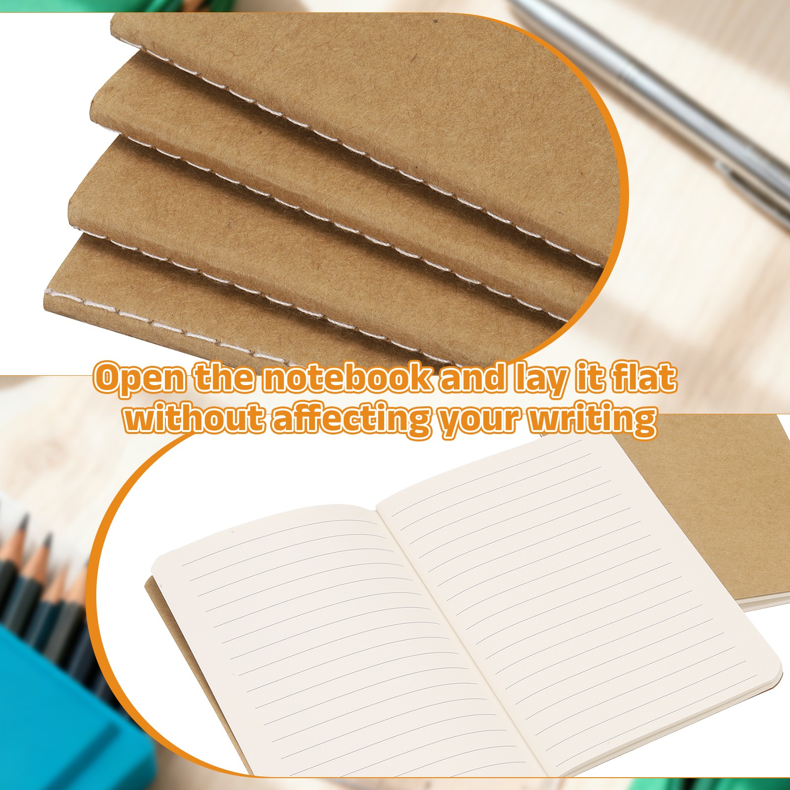 6 Pack A6 Notebook, A6 Journal Mini Notebook Pocket Kraft,Kraft Tone