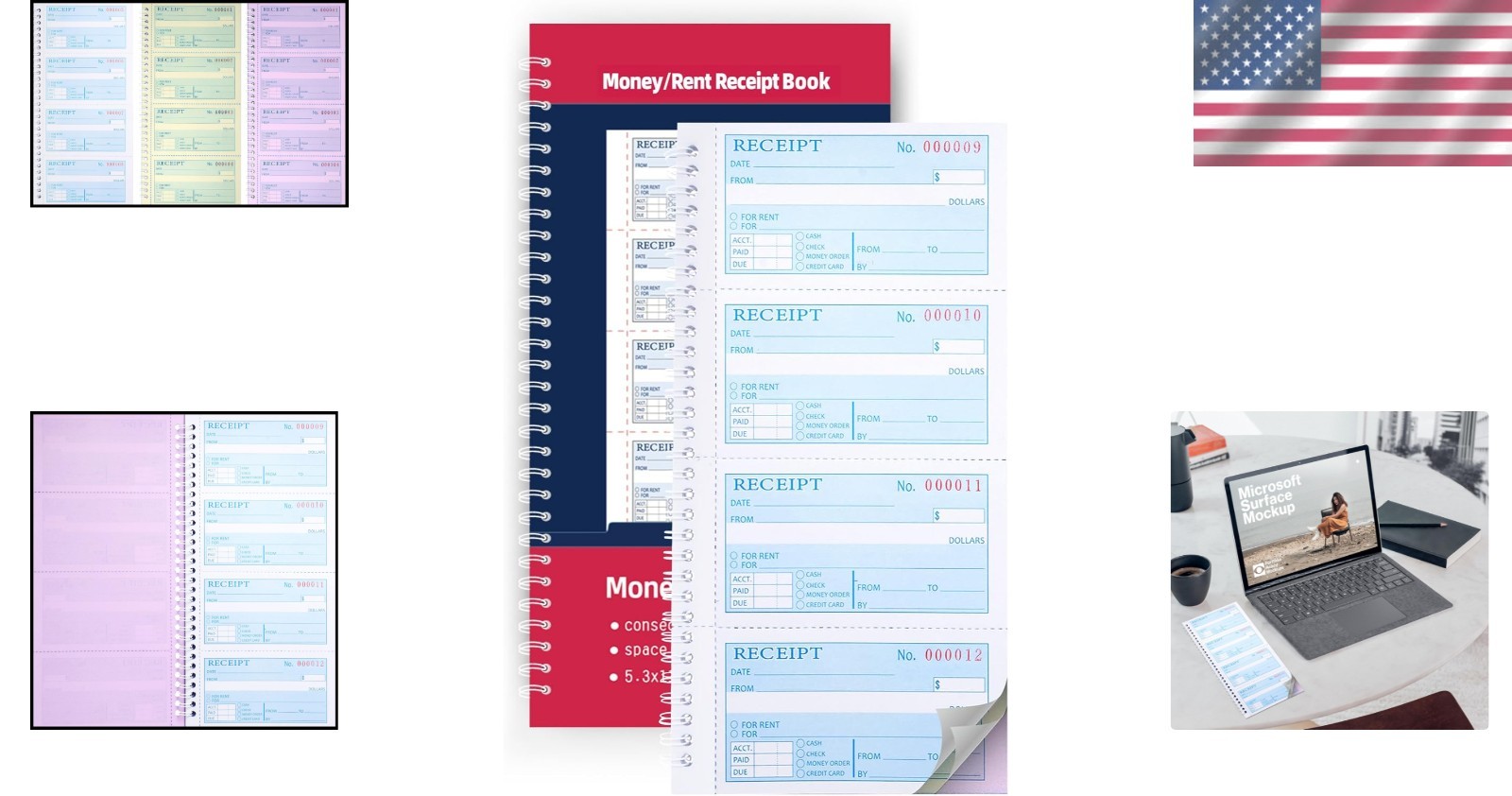 Professional Carbonless Receipt Book with Spiral Binding – 3-Part, 5.3″ x 11.22″