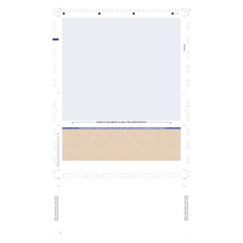 Brown Pressure Seal Check, Middle Position, Security, EZ Fold (Carton of 2,000)