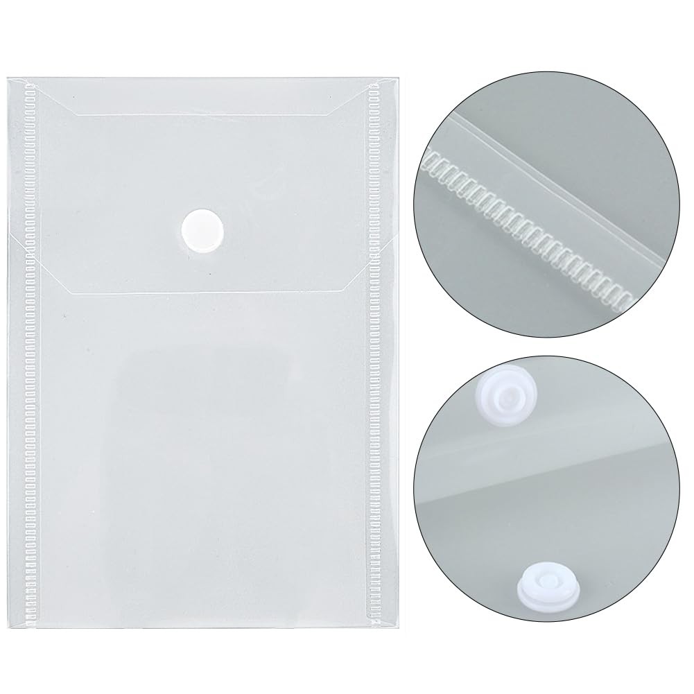 BEAMARKER 10Pcs Clear Plastic Envelopes with Snap 4x6inch(10x15cm),
