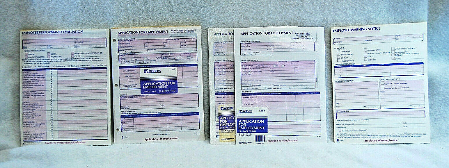 Adams The Human Resource System Asst’d Employment Pads 4 Different Styles S9735