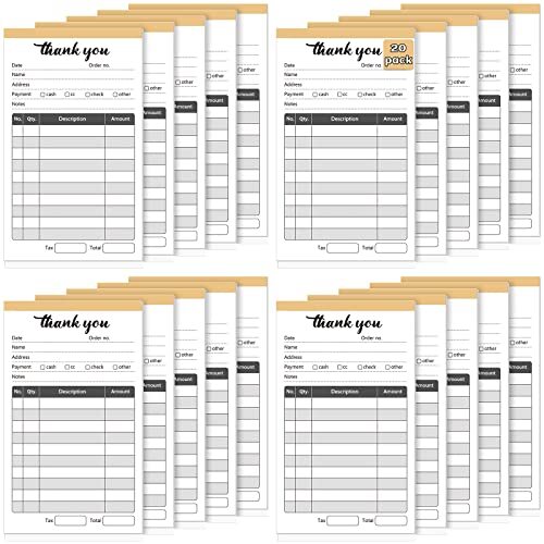 20 Pack Thank You Receipt Book for Small Businesses 3.5×5.5 Inch 2 Part