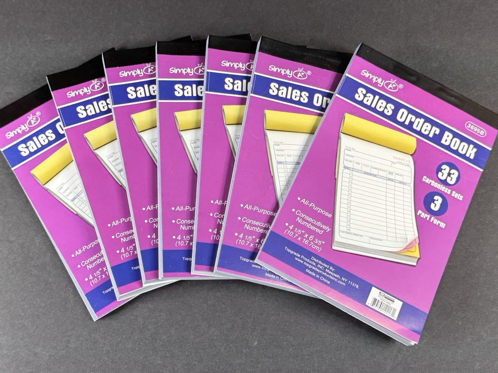 Lot of 7 Simply Sales Order Books 33 Carbonless 3-Part Forms 4-1/8” x 6-3/4” New