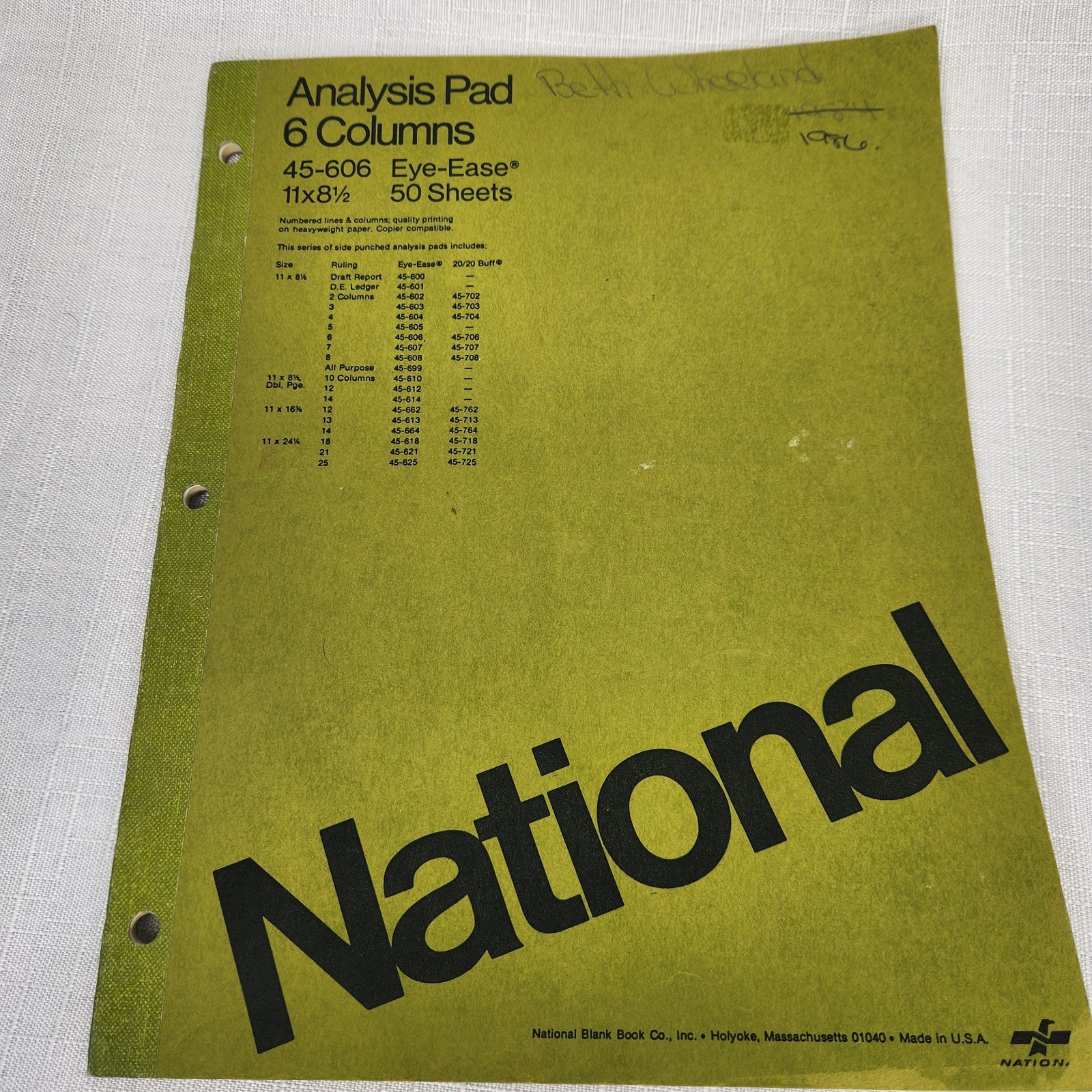 National 6 Columns Analysis Pad 45-606 Eye-Ease 29 Sheets Left 11×8.5