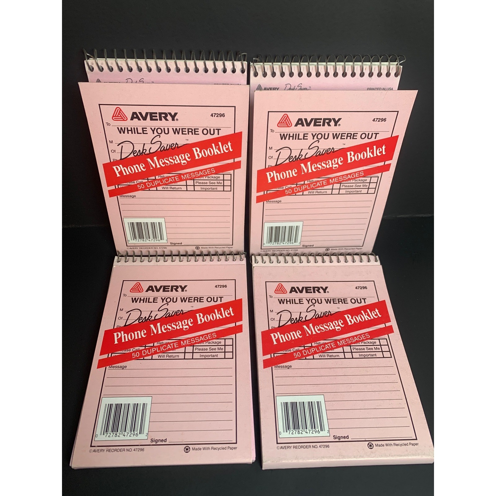 Vintage 4 Avery 47296 While You Were Out Phone Message Booklets Pink Retro 90s