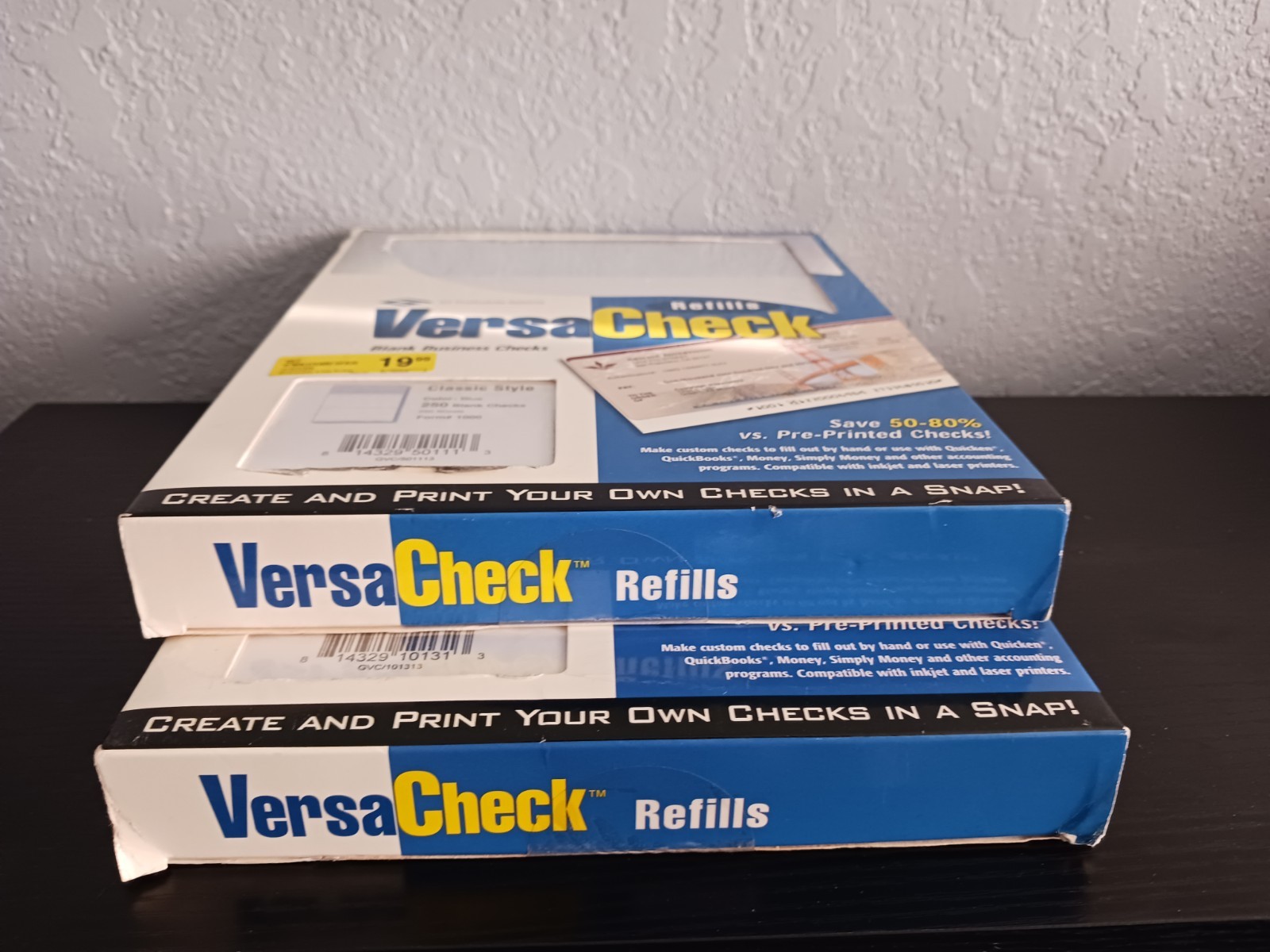 2-Pack VersaCheck Blank Business Checks – Burgundy & Blue Classic Refill Sheets